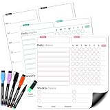 Magnetic Chore Chart for Family - Daily Responsibility Chart with Reward System - Dry Erase Weekly Chore List Board (3 Pcs)