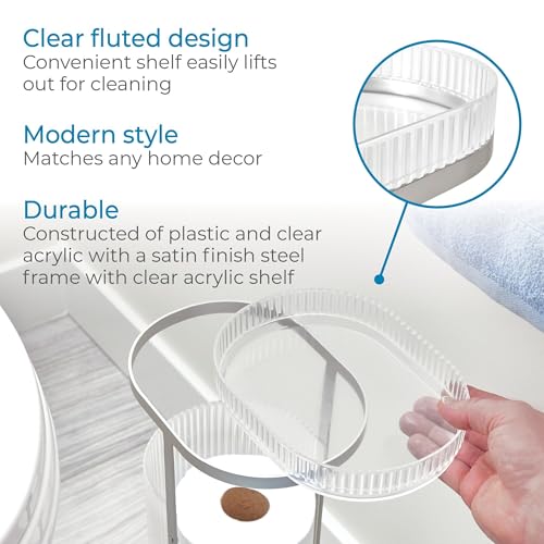 Image of iDesign Toilet Paper Stand with Tray, Clear /Satin Gray | Storage for Toilet Paper