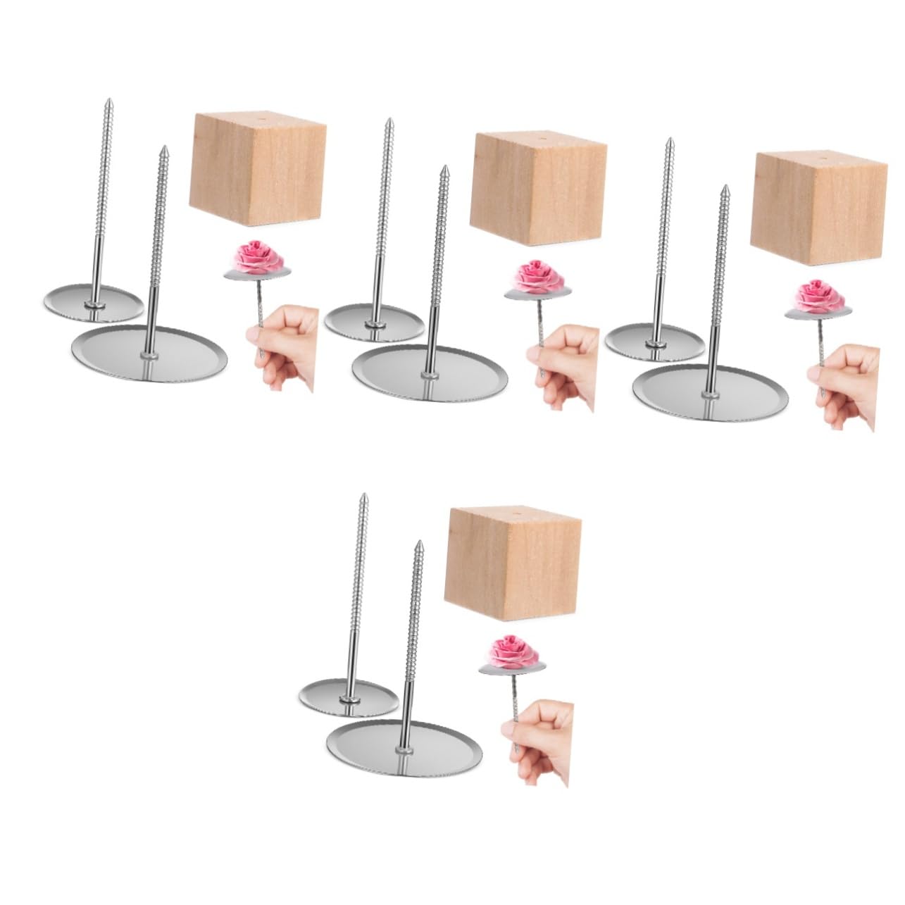 4ensembles Set Outils De Décoration De Gâteaux avec Clous à Et Support Kit De Décoration pour Débutants Et