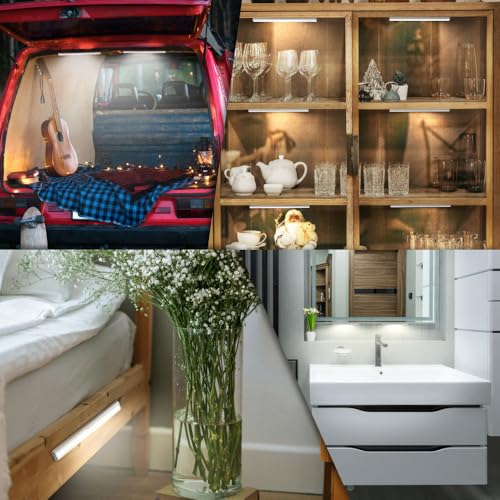 Image of 2PC 12-inch Under Cabinet Lighting with Motion Sensor,USB Rechargeable LED Closet Light 1700mAh Rechargeable Battery, Aluminum Shell for Long-Lasting 7-Hour Lllumination