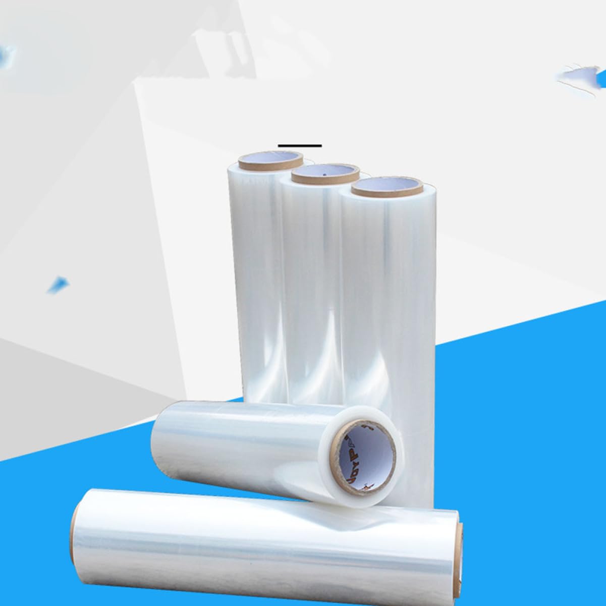 Veemoon Selbstklebende transparente Stretchfolie aus PE 2 Mil 1 Rolle 380m zum Verpacken und Sichern von Paletten und Möbeln für privaten und Lagergebrauch