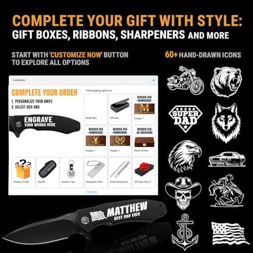 Image of Custom Knife - Personalized Gifts for Men and Women - Engraved Gifts for Men Husband Boyfriend Wife Girlfriend - Customized Pocket Knives for Birthday, Anniversary - Best Unique Present 6700 A PS N