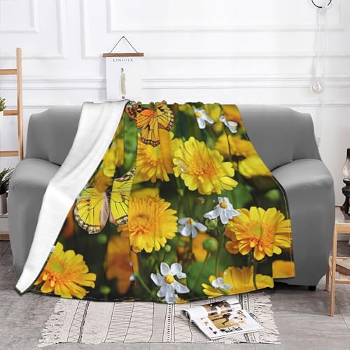 Couverture flanelle papillon jaune un cadeau réconfortant pour lit - 3