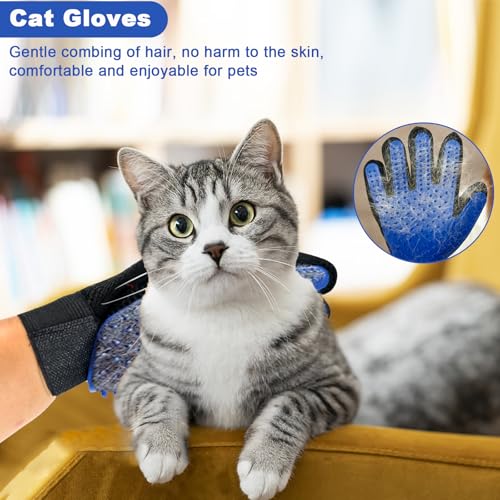 Image of Pet Hair Removal Gloves - Self-Cleaning Deshedding Mitt for Dogs & Cats, Reusable Grooming Tool with Ergonomic Design, for Cat and Dog Massage and Bathing-1 Pairs