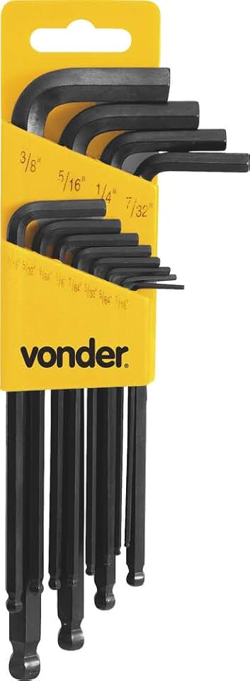 Vonder, Jogo De Chaves Hexagonais (Allen), Abauladas, 1/16" A 3/8", Com 12 Peças.