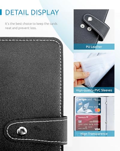 GAUENEEN Credit Card Holder, Leather Business Card Organizer with 96 Card Slots, Professional Card Book Case for Cards and Important Documents to Prevent Loss or Damage