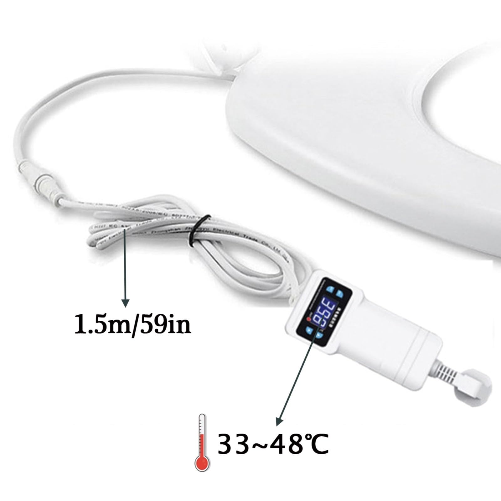 Sedile WC riscaldato a forma di U, chiusura rallentata con sgancio rapido, temperatura regolabile tra 33 – 48 ℃, coperchio facile da pulire e rimovibile