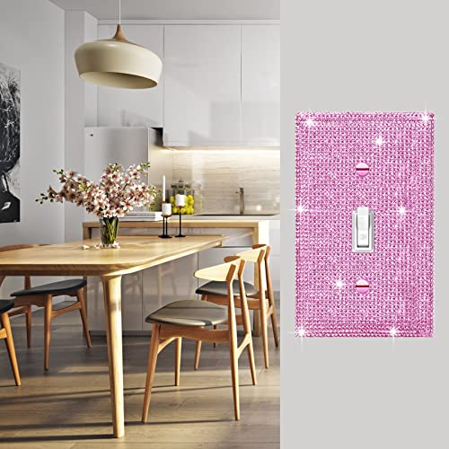Image of 1 Pcs Shiny Silver Pink Rhinestone Wall Plate Cover 1 Gang Decorative Light Switch Cover Rhinestones Switch Covers