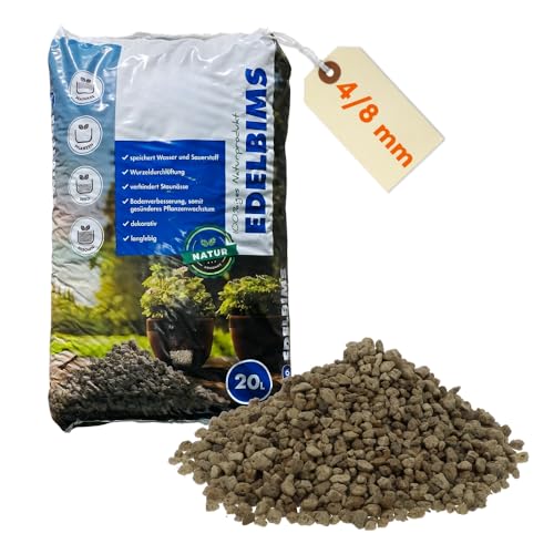 Edelbims 20 L 100% Natürlicher Bimsstein Bims Granulat Bimskies Drainage Pflanzgranulat Hydrokultur Dachbegrünung Mulch Substrat (4/8 mm)