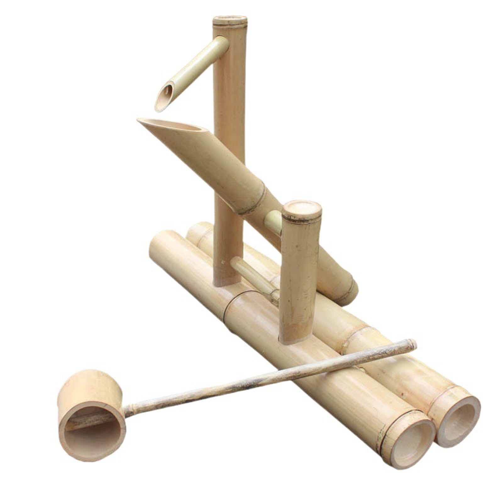 Fontana da giardino Zen, kit fontana in bambù ad energia solare in stile giapponese con pannello solare, pompa 'acqua e mestolo, decorazione fai da te for giochi d'acqua for interni