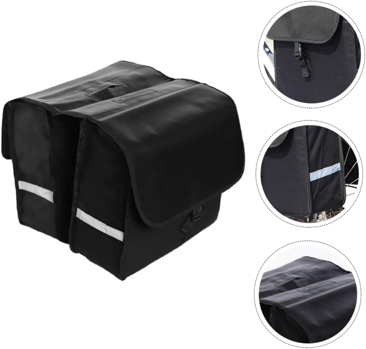 Bike Pannier Bag Rear Rack Saddle Bag Reflective Stripe Large Compartment Non-woven Fabric
