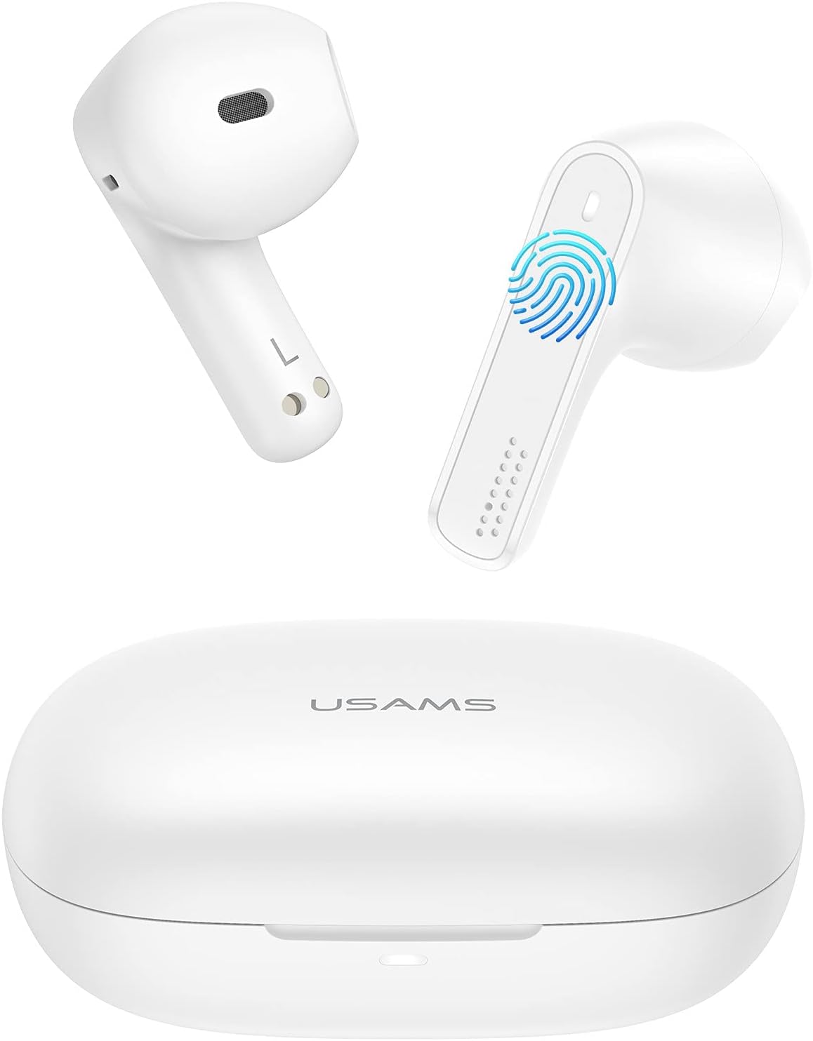 True Wireless Active Noise Cancelling Earbuds, Bluetooth 5.0 Headphones with Charging Case, Touch Control, Built-in Microphone, Immersive Sound Premium Deep Bass Headset (White)