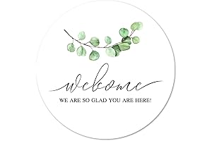 Greenery Welcome Stickers 40-Pack - Small Round Wedding Welcome Stickers
