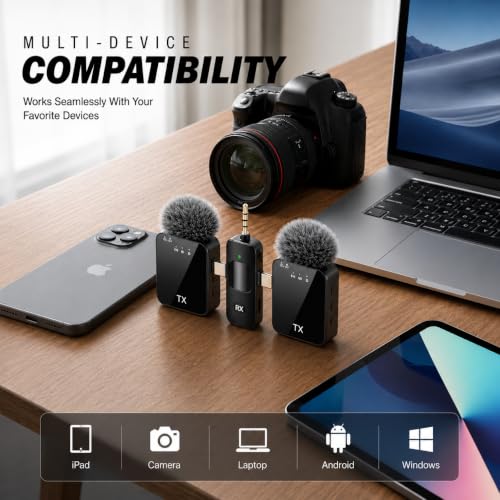 Image of F11 Wireless Mini Clip Microphone with Receiver for Type-C & Micro USB Phones, Camera & Laptop, Portable Plug & Play Recording Mic for Vlogging, YouTube, Live Streaming, Zoom & Online Classes