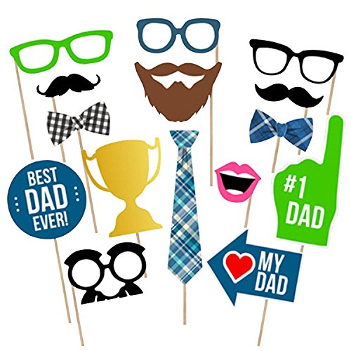 BinaryABC Fathers Day Photo Booth Props,15Pcs Dad...