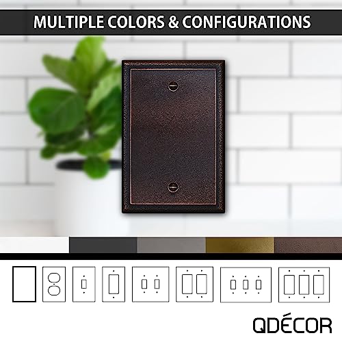 Questech Décor Switch Plate Single Blank Outlet Cover, 1-Gang Single Switch Standard Receptacle Cover, Blank Electrical Wall Plate, Decorative Ambient Design, Oil Rubbed Bronze Finish #TOP5