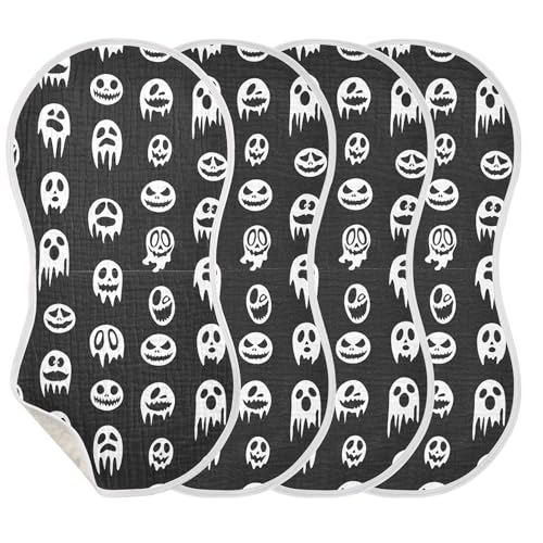 xigua Ghost Faces Muslin Baby Burp Cloths Set of 2, Super Soft & Absorbent Burping Rags, Cotton Burp Clothes Shower Gift for Newborn, Baby Girls and Boys3