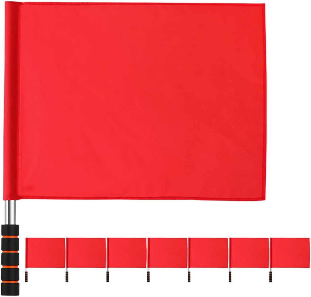 TOYANDONA 8pcs Red Handheld Traffic Direction Flags for Railway Safety and Sports Events, Signal Flags for Soccer Linesman and Field Competition Use