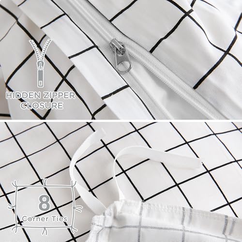 Image of TOCOMOA Checkered Duvet Cover Set 100% Natural Cotton Soft Comfy Breathable 3 Piece White and Black Gingham Pattern Printed Comforter Cover Bedding Set (Queen 90 inchx90 inch, Comforter Not Included)