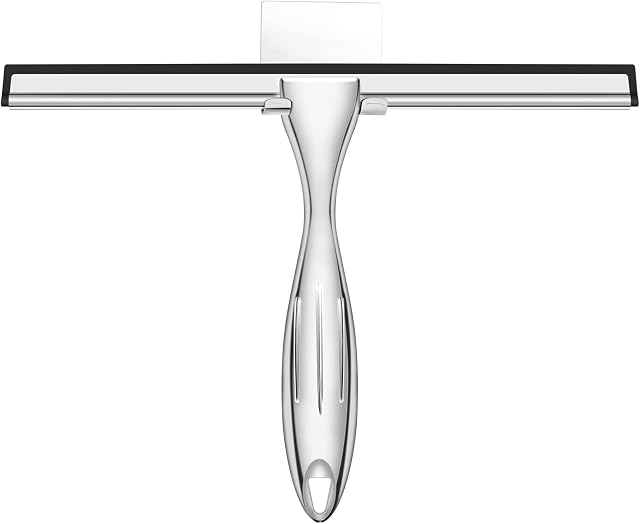 NileHome Shower Squeegee for Glass Doors, Stainless Steel Squeegee for Shower Glass Door Window Squeegee for Window Cleaner Tool Squeegee for Bathroom, Mirrors, Tiles and Car Windows Cleaning