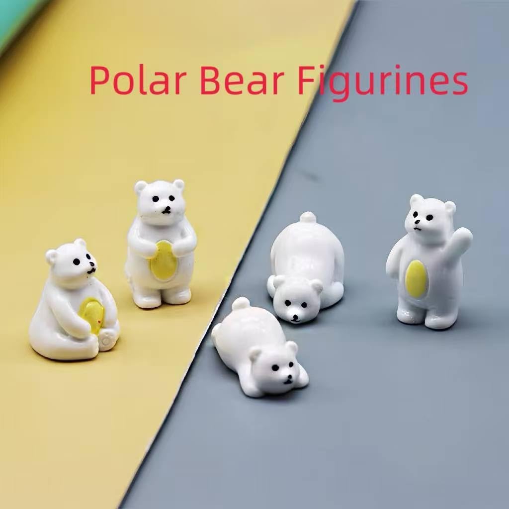 Resin Polar Bear Figurines Set,10Pcs Polar Bear Statues for Car Dashboard Home Decor - Image 2