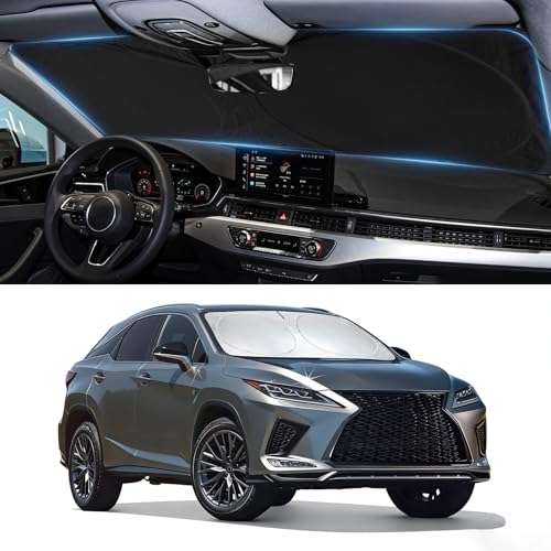 Image of Sun Shade for Lexus RX 350 /350h 300 450 /450h Windshield Sunshade Custom Fit 2023-2025 Lexus RX Accessories Front Window Cover Retractable Sun Visor Protector Keep Interior Cool UV Blocker