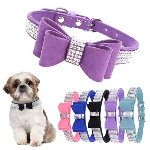 Bowtie Diamante Dog Collar