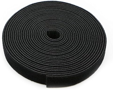 Saisn Reusable Fastening Tape Cable Ties 3/4 Inch Double Side Hook Roll (5 Yard, Black)