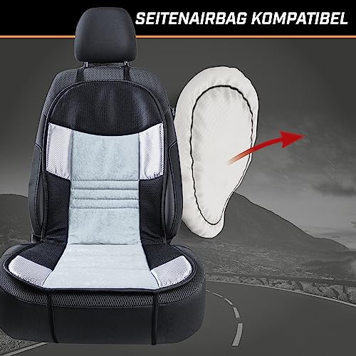 Auto Sitzauflage, Autositzschoner Hunt, PKW Sitzschoner silber schwarz, atmungsaktiv 11665