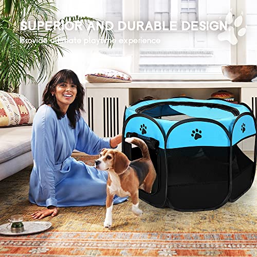 GOOZII Portable Dog Playpen Indoor Outdoor, Collapsible Pet Dog Playpen with Zipper Top Cover, Cat Puppy Bunny Kitten… - Image 3