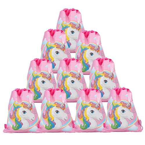 DragonflyDreams FYshun 12 Pack Unicorn Bags Cute Drawstring Party Bag for Unicorn Party Supplies