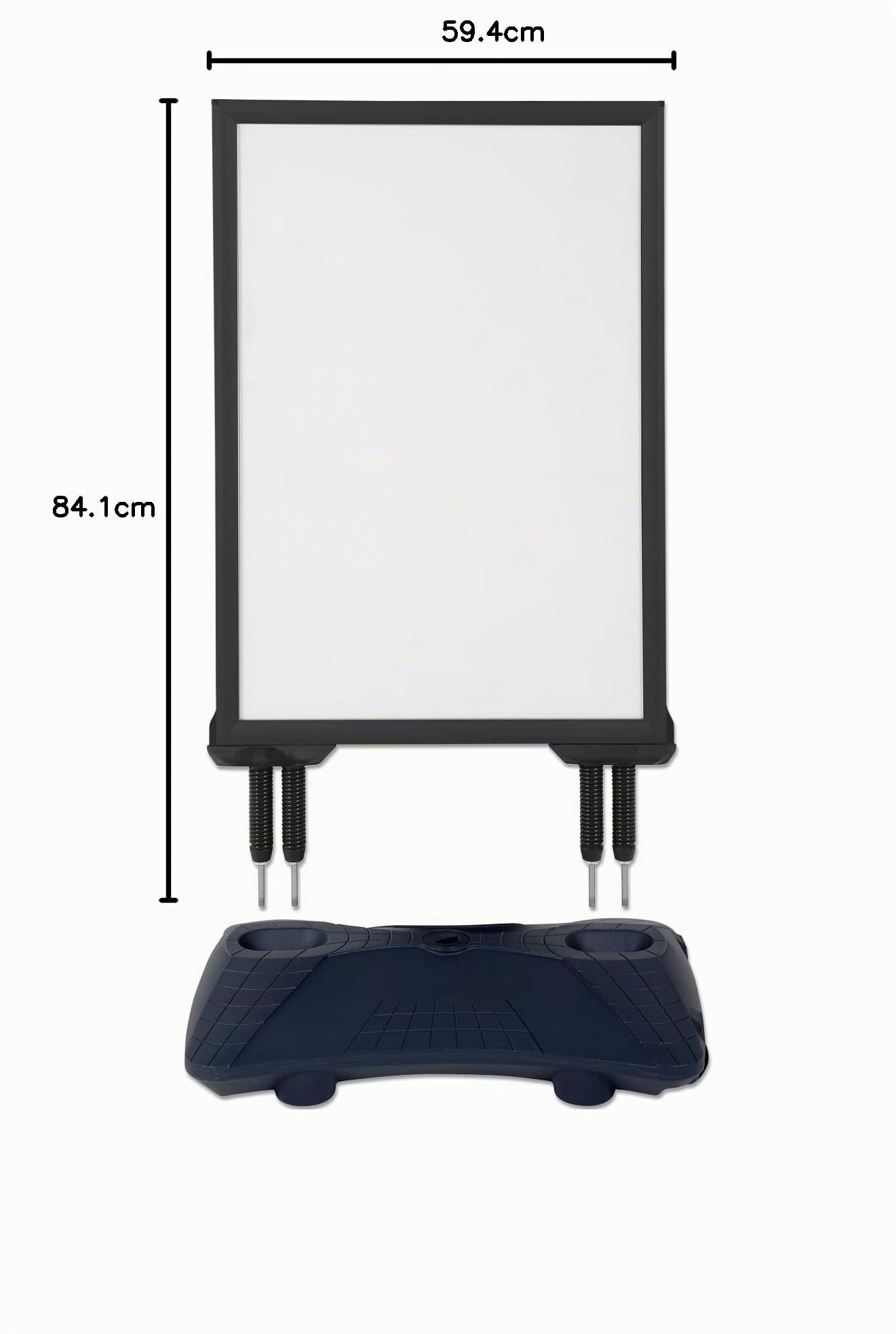 DisplayLager Kundenstopper Doppelfederung Model Wind-Pro | Für DIN A1 594x841 mm. Robuster Wetterfester Plakataufsteller. Standgewicht für hohe Windgeschwindigkeiten und Rollen (A1, Schwarz)