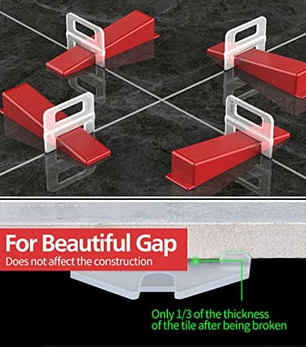 Tile Leveling System Clips, 500pcs 1.5mm(1/16in) Leveling System Tiles Leveler Spacers Tile Spacers Clips, Tile Leveler Spacers Lippage Free Tile and Stone Installation for PRO and DIY