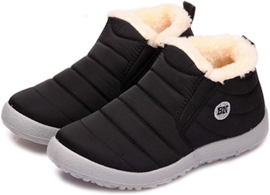 MIOKE Women's Waterproof Snow Ankle Booties Lightweight Slip On Winter Fur Outdoor Rain Snow Short Boots