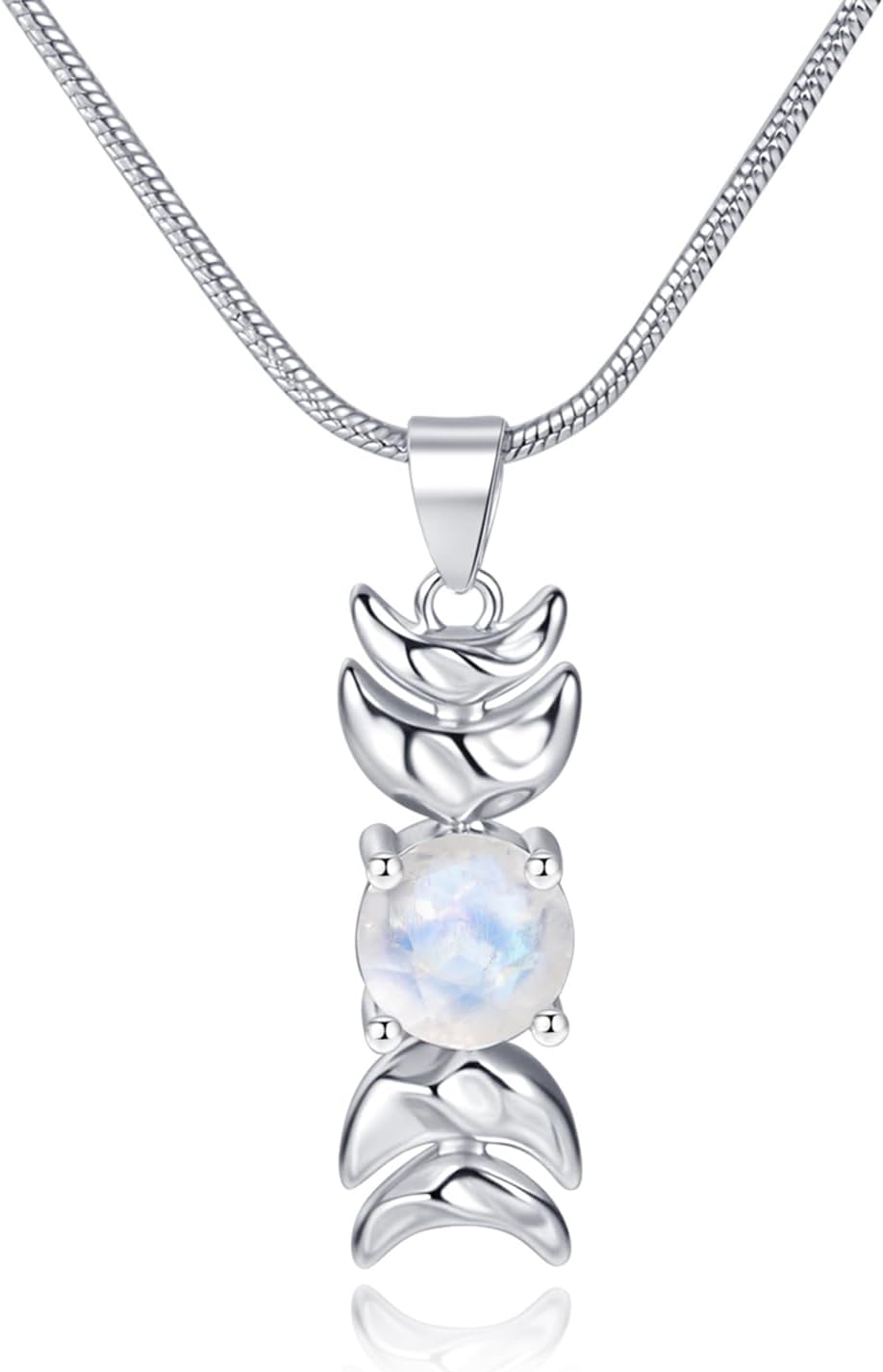 Moon Natural Cut Moonstone Necklace for Women, Crescent Moon Pendant Spiritual Jewelry Gifts
