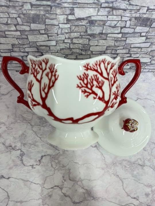 有田焼 源右衛門 染付梅地紋 シュガーポット スプーン付き 匙付き