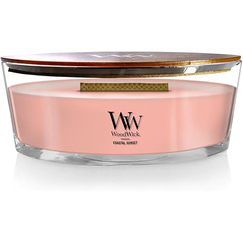 WoodWick Coastal Sunset Gifts for Women and Men, 16 oz Ellipse Candle with Crackling Wick