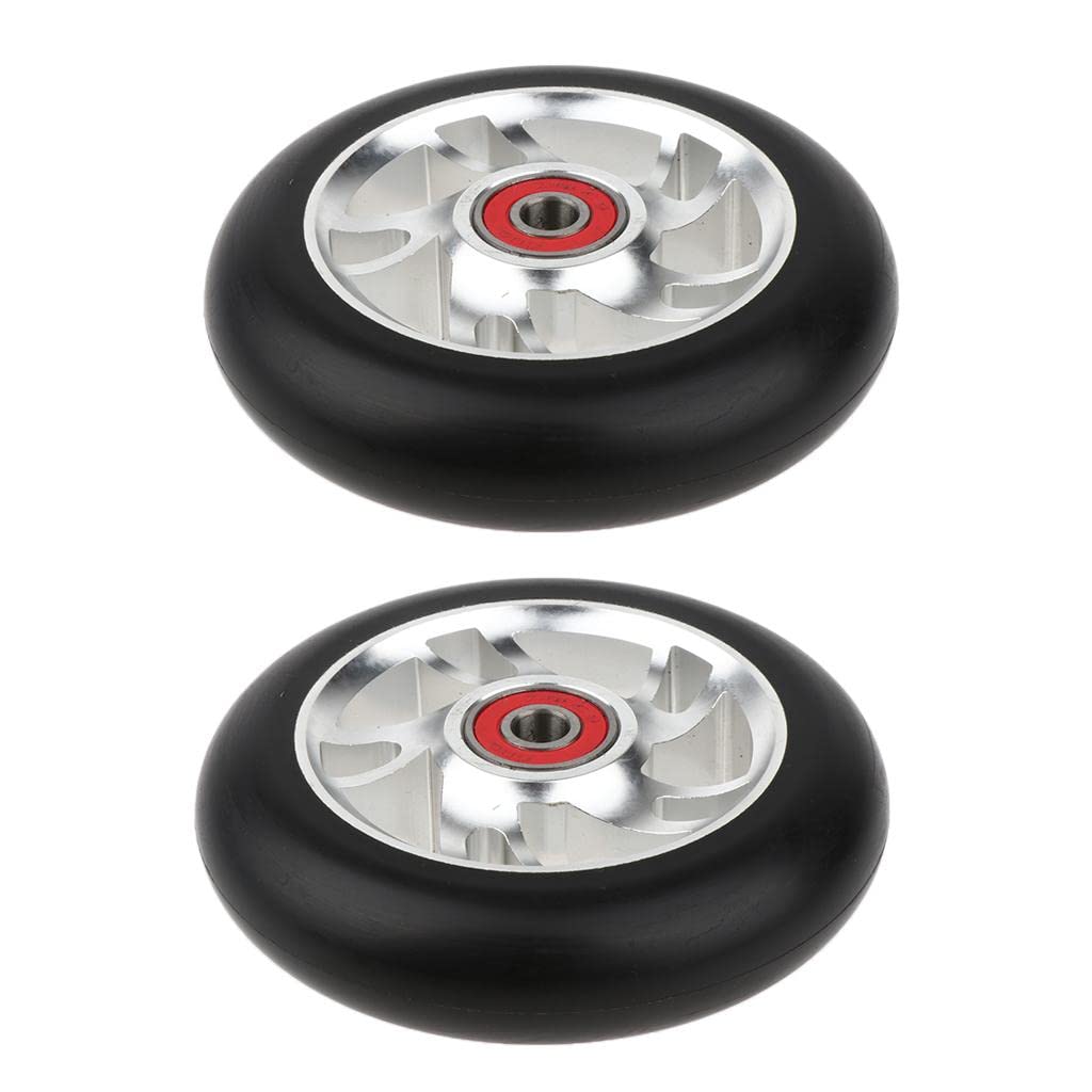 2 Piezas de Ruedas para Patinete de 5 Radios Mm de Aleación de Aluminio Y Poliuretano, Blanco