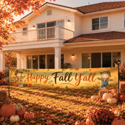 Image of Nuxovilar Happy Fall Banner,118.1 inchx19.68 inch Polyester