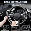 Amiss 3pcs Carbon Fiber Anti-Skid Steering Wheel Cover, Waterproof & Segmented Butterfly Design, Universal 99% Vehicle Wheel Cover Protector, Car Interior Accessories, Black #3