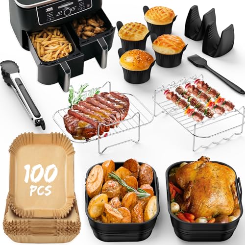 Ninja Heißluftfritteuse Zubehör, Airfryer Zubehör für Ninja Foodi Max AF400EU AF300EU 7,6L-10,4L und anderen Dual Zone/D...