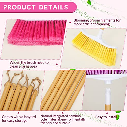 Hoolerry 6 Pcs Heavy Duty Broom Soft Sweep Broom 50'' Garage Broom Magnetic Action Broom Kitchen Broom For Courtyard Garage Lobby Shop Home Kitchen Office Floor #TOP1