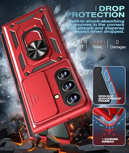 Coque Samsung Galaxy Z Fold 7 robuste rouge rigide antichoc avec support