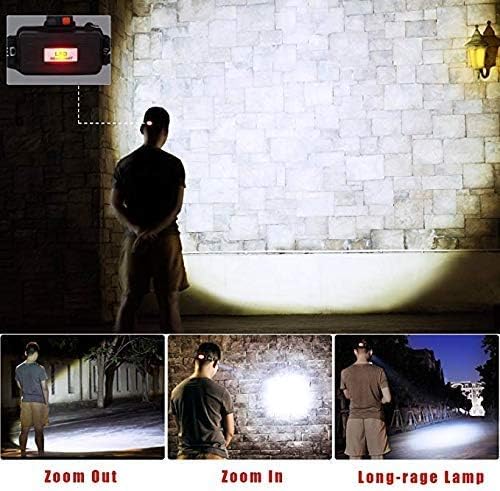 Miniatura 4 de Linterna frontal recargable, 2000 lúmenes, ultra brillante, 5 LED, para adultos, linterna impermeable con zoom, luz de casco duro para trabajo al