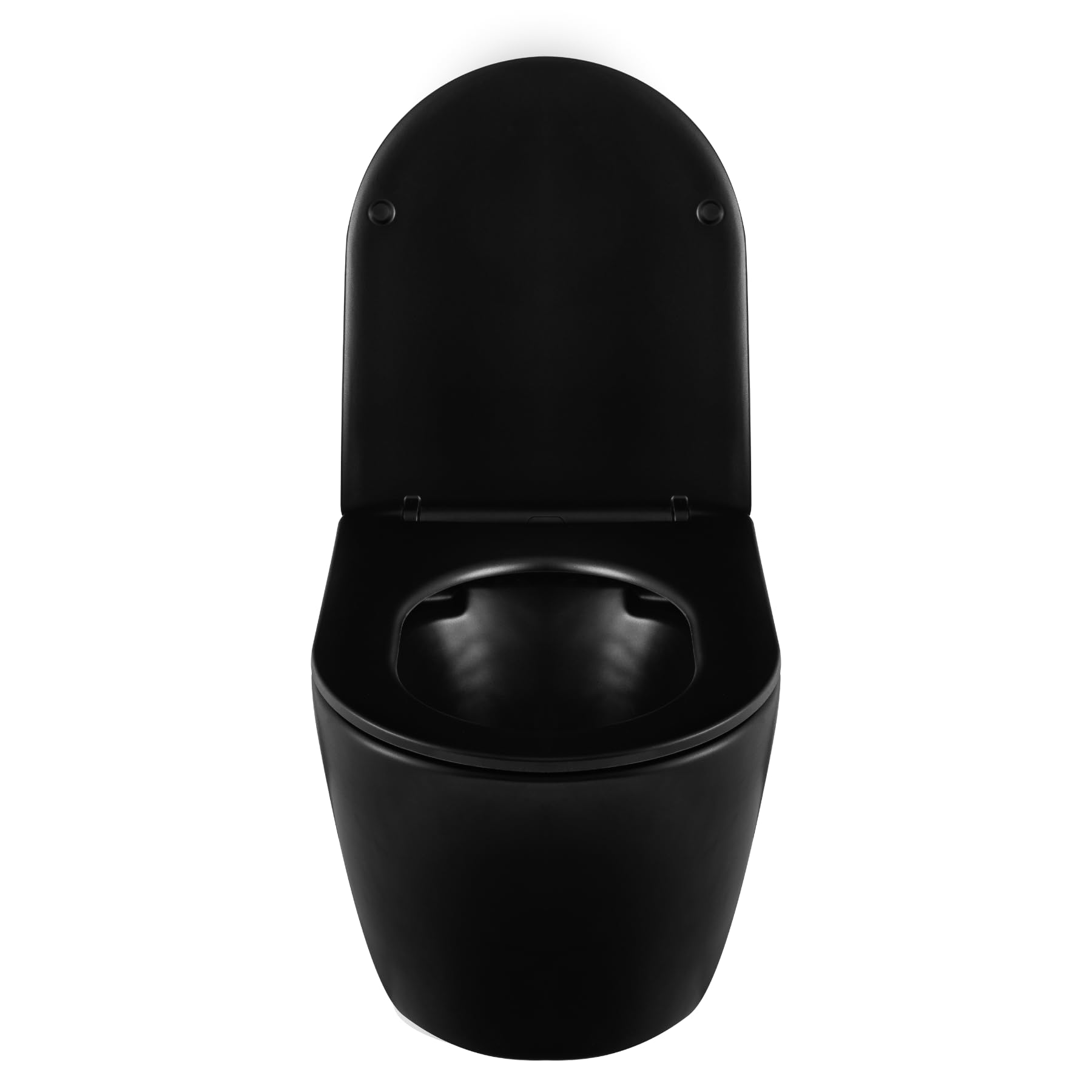 WC Sospeso Balneo LUGA Nero - Senza Brida E Senza Colletto - Con Sedile Soft-Close E Kit Di Montaggio Incluso