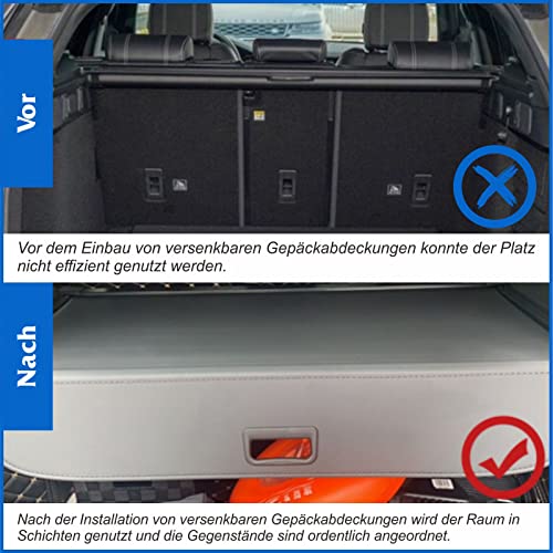 BONRYAN Frachtabdeckung für 2006-2011 W164 Mercedes Benz ML Serie Einziehbare wasserdichte hintere Schwarz Kofferraumabdeckung Laderaumabdeckung Rollo
