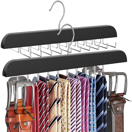 Recopilación de Perchas y colgadores para corbatas disponible en línea. 47 RESOVO - percha de ropa de corbata mejorada con 20 ganchos de metal plegables, organizador de corbatas para hombres – Gancho de madera para corbata y cinturón de gran capacidad...