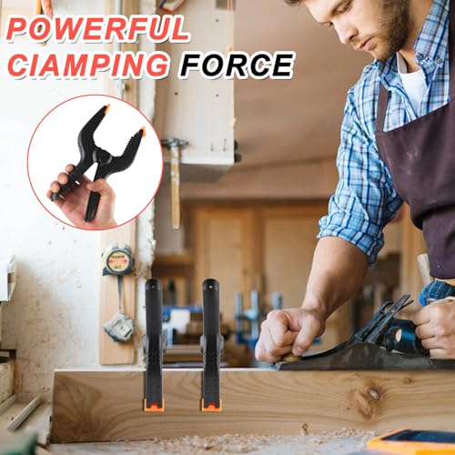 Image of 2 Pack Spring Clamps, 8.5inch Plastic Clips, Small Backdrop Clips, Clamps Heavy Duty, Spring Clips for Crafts, Backdrop Stand, Woodworking, Photography Studios (Black)