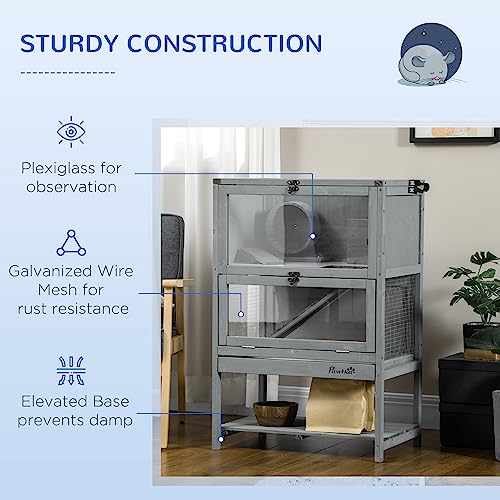 Pawhut USD51-2830131 Wooden Hamster Cage With Storage Shelf thumb #6