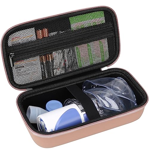 Elonbo Carrying Case for Portable Handheld Inhaler Nebulizer Machine for Adults and Kids, Asthma Inhaler Spacer Travel Case, Handheld Mesh Atomizer Machine Holder, Inhaler Spacer Bag, Rose Gold